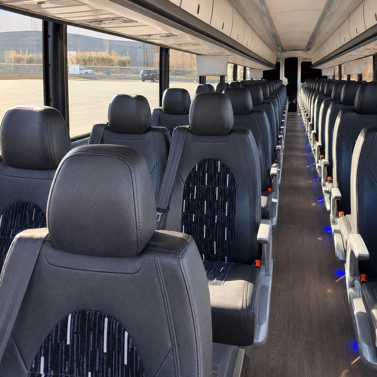 56 passenger charter bus inside